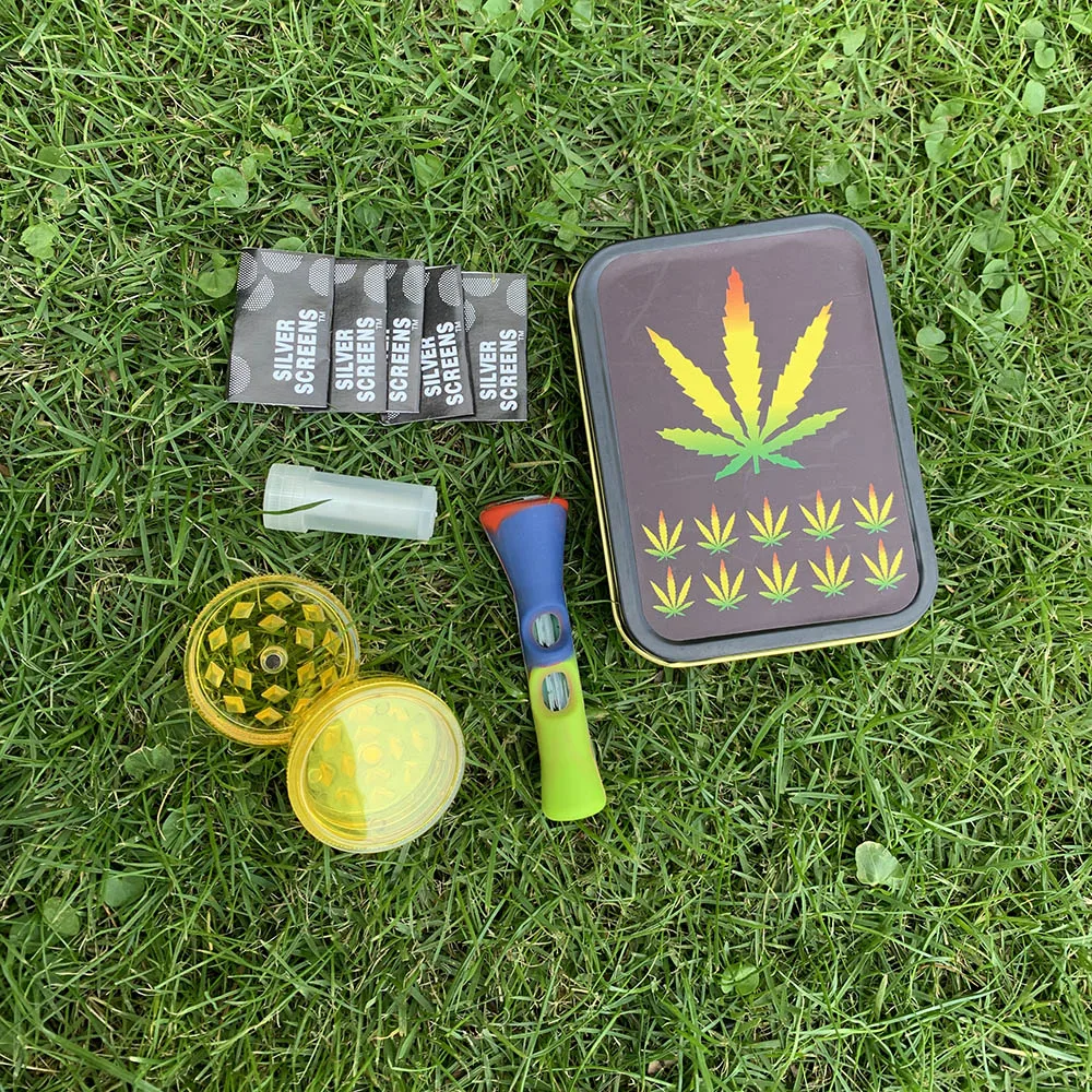 1 шт. металлический чехол для табака и силиконовая курительная трубка