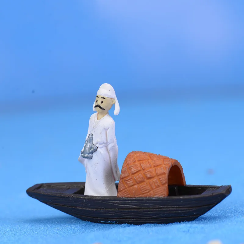 Cartoon Raft Boat Ancient Poet Dolls Models Anime Figure DIY Daily Assembly Ornaments Crafts Materials Figma Gifts Toys for Kids | Игрушки и