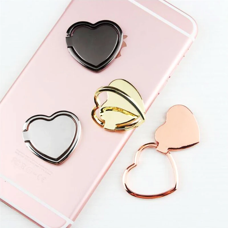 1pcs metal heart mobile phone finger ring holder telephone support accessories magnetic car bracket socket stand mobile phones free global shipping