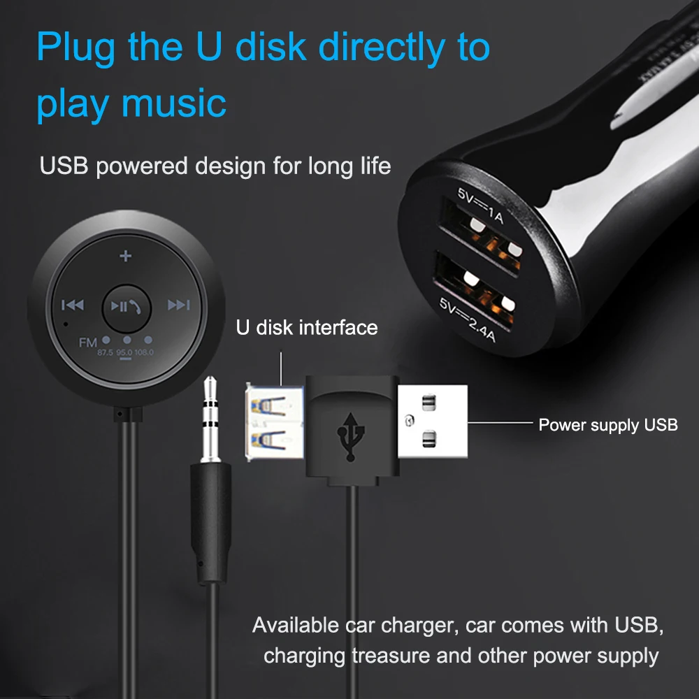 Автомобильный Bluetooth FM трансмиттер JINSERTA AUX автомобильный аудиоресивер громкой