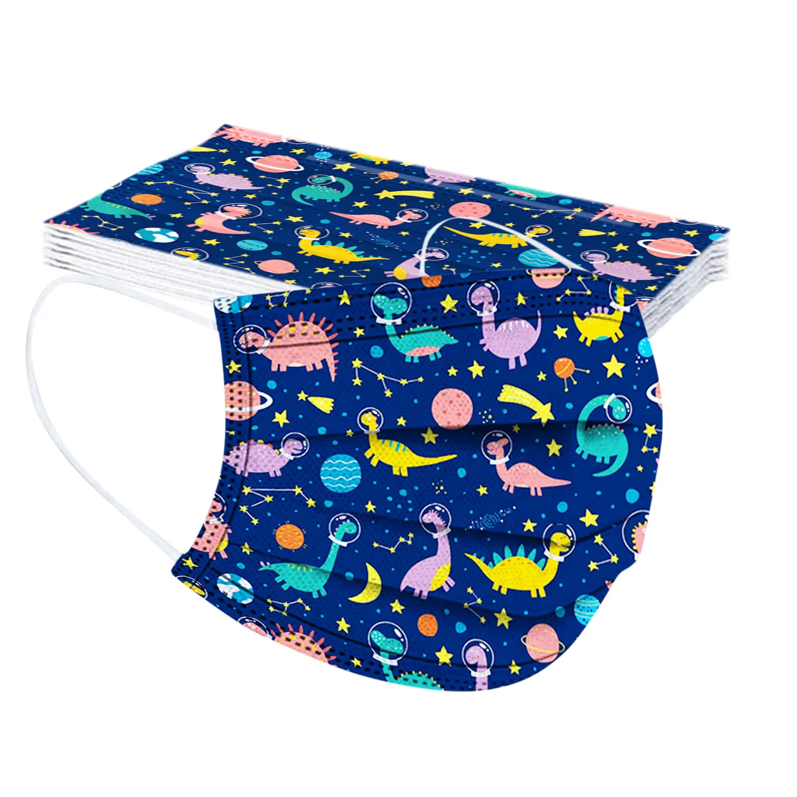10 шт. одноразовая детская маска с рисунком динозавра 3-слойная для лица петлями