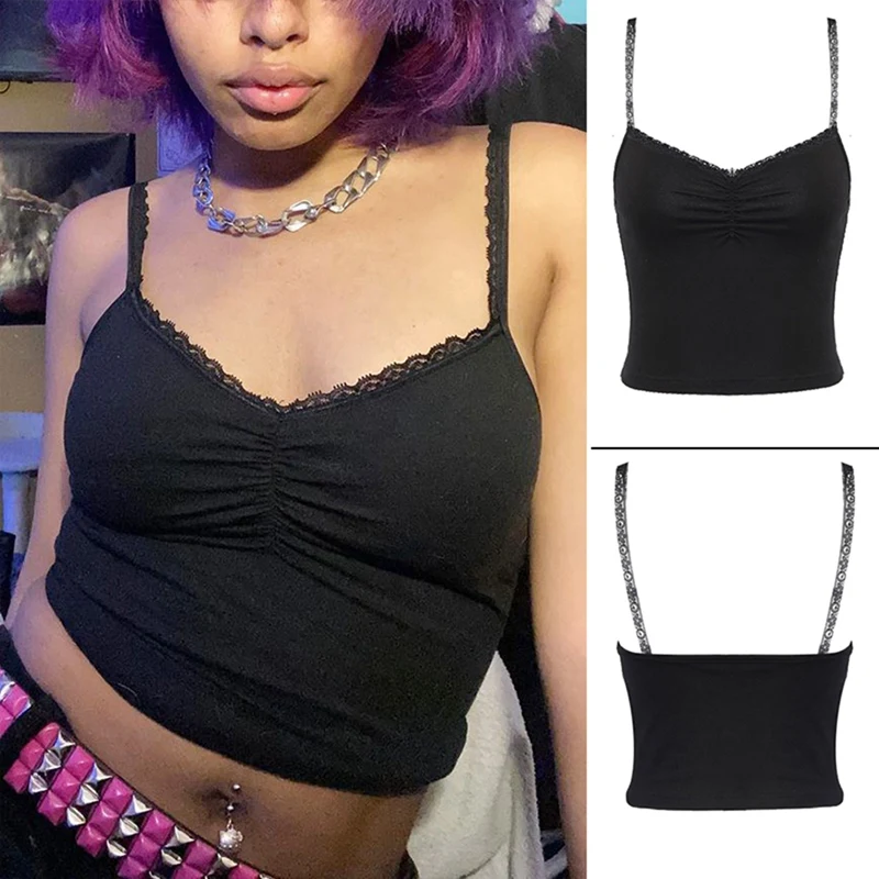 

Women's Dark Pleated Sexy Wrap Vest Black