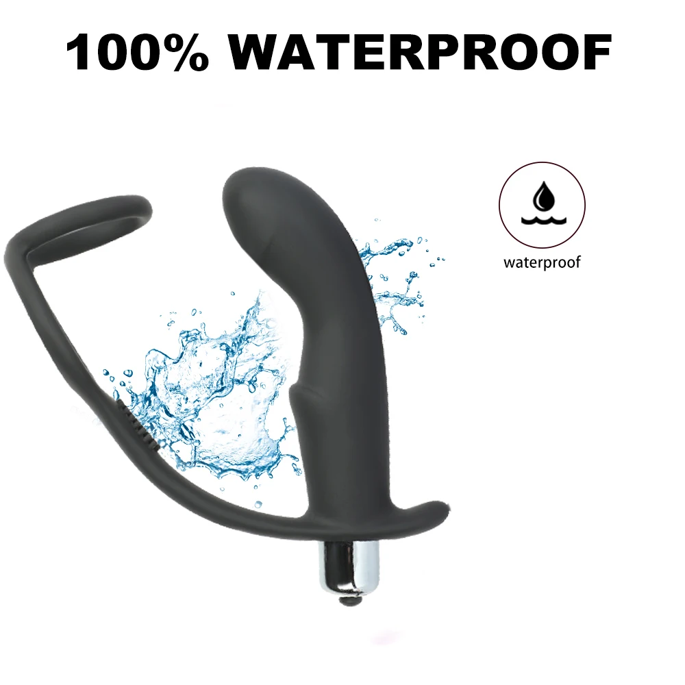 Мужской анальный массажер простаты 10 скоростей фаллоимитатор вибратор с кольцом