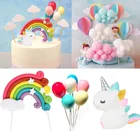 Единорог торт Топпер Радуга облако шар кекс Топпер дети день рождения торт баннер декорация Baby Shower торт украшение