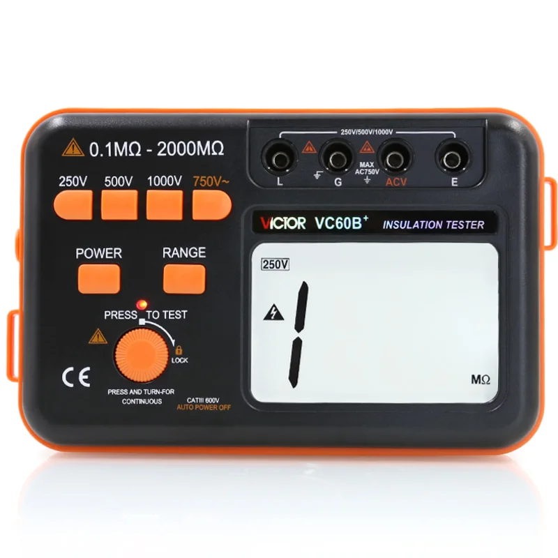 Цифровой тестер изоляционного сопротивления Victor VC60B + мегомметр 1000 В мегометр