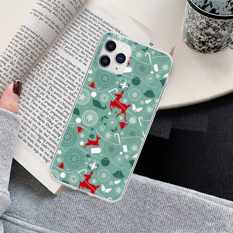 christmas new year deer phone case for iphone 12 11 pro max xs x xr 7 8 6 6s plus 5s se 2020 transparent cover free global shipping