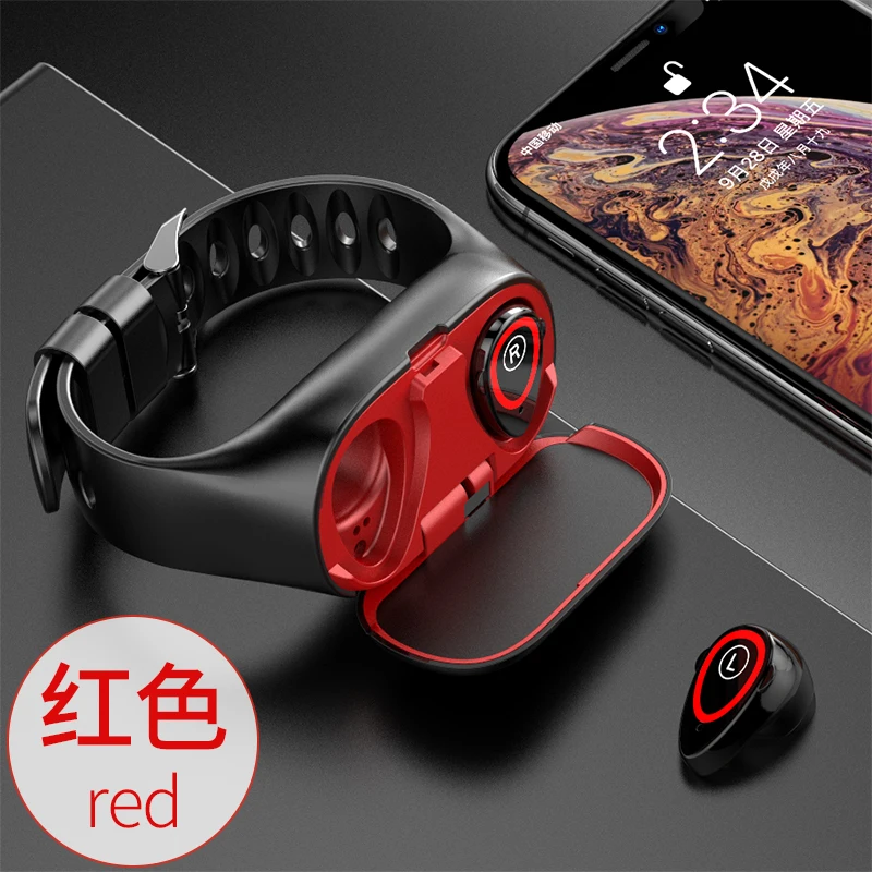 Red SH30L умный браслет с Bluetooth наушниками с магнитной зарядкой, фитнес-трекер для сна, умные часы - Цвет: Red