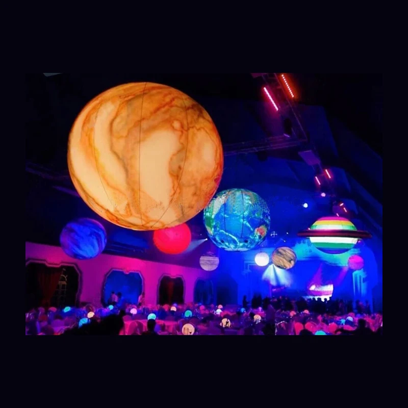 

Diameter 2M inflatable planet balloons earth moon LED lighting Jupiter Saturn Uranus Neptune Mercury Venus for party decoration