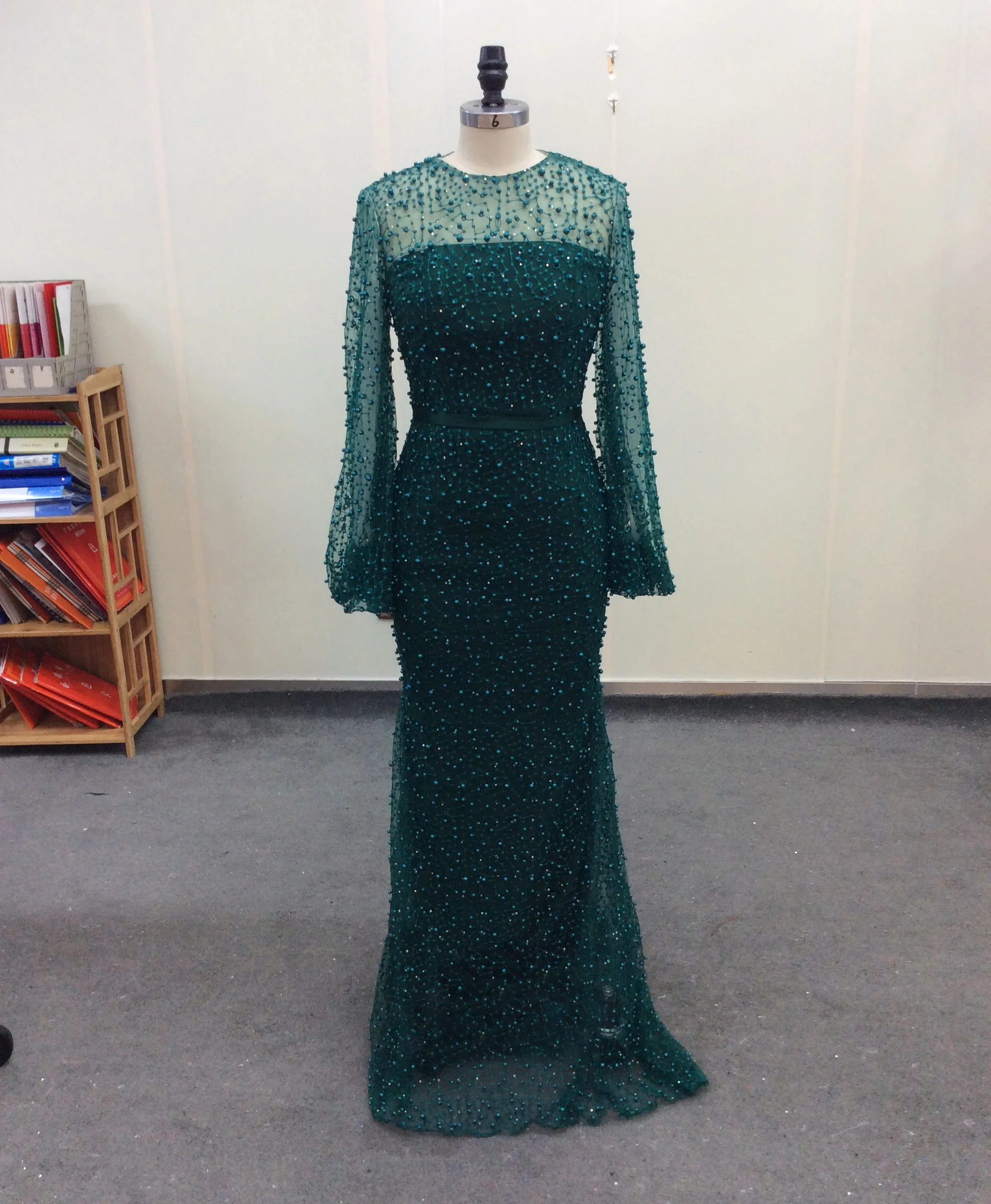 Длинные вечерние платья кружевное платье-Русалка с длинным рукавом и