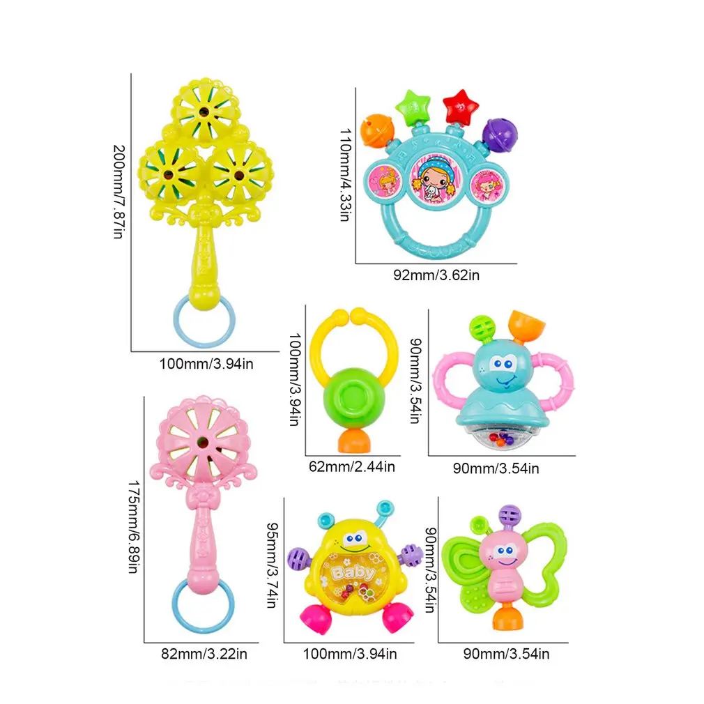 

7pcs Set Baby Toys Hand Hold Shaking Bell Interesting Education Rattles Toys Gift