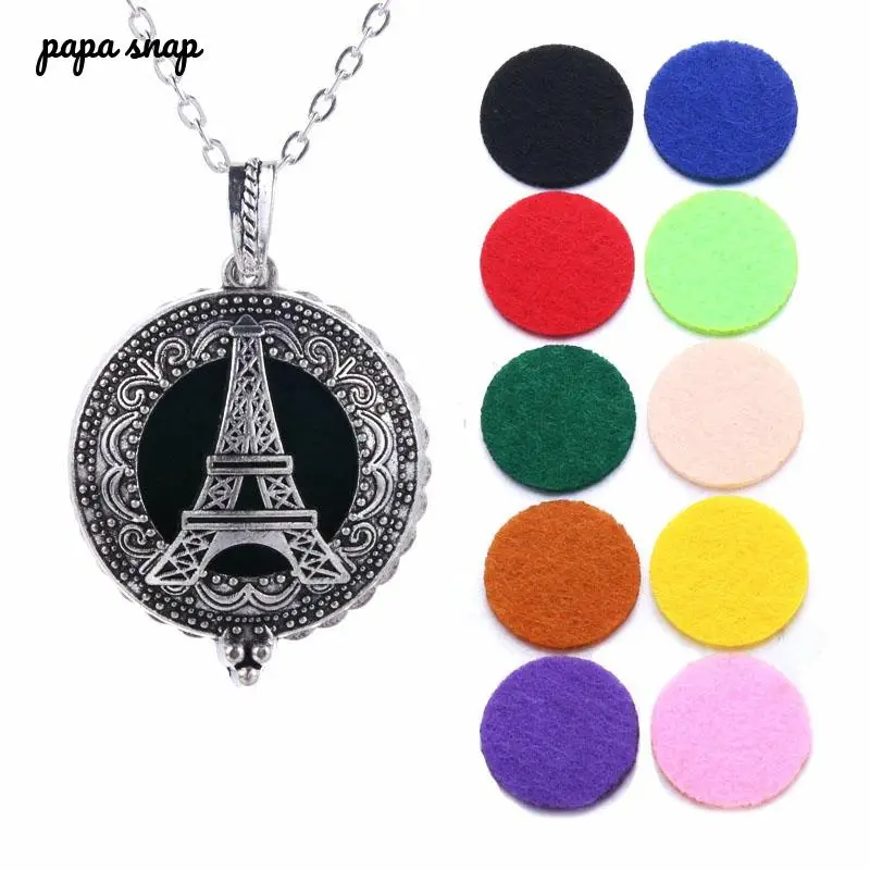 

Trendy Tower Aromatherapy Jewelry Perfume Necklace Pendant Open Locket Necklace aroma diffuser Pendant Necklace for women