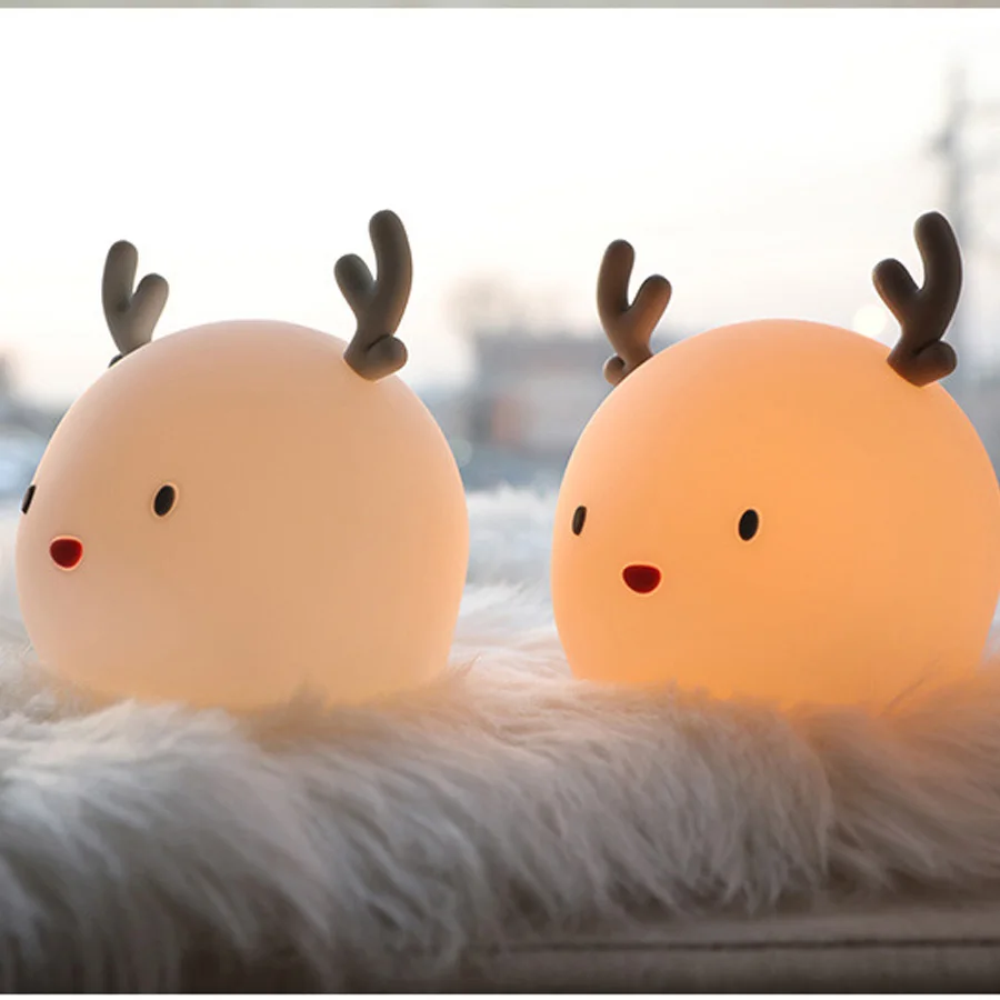 

Deer timing sleeping lamp children colorful atmosphere Nightlight bedroom USB lovely LED lightA327