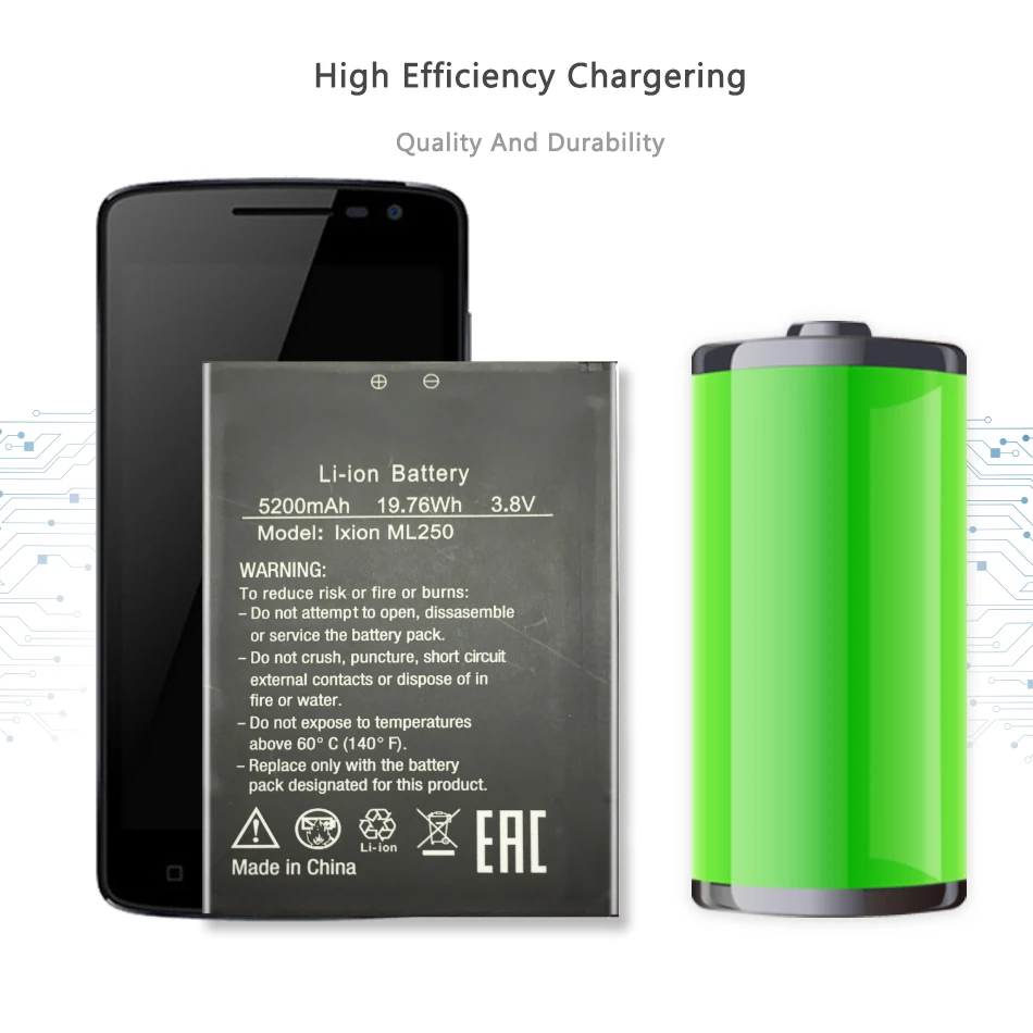 

5200mAh IXION ML250 Mobile Phone Battery For DEXP IXION ML250 AMPER M