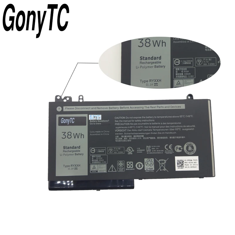 Новый аккумулятор GONYTC RYXXH для ноутбука Dell Latitude 12 5000 11 3150 3160 3550 E5250 E5450 E5550 Series 09P4D2 9P4D2