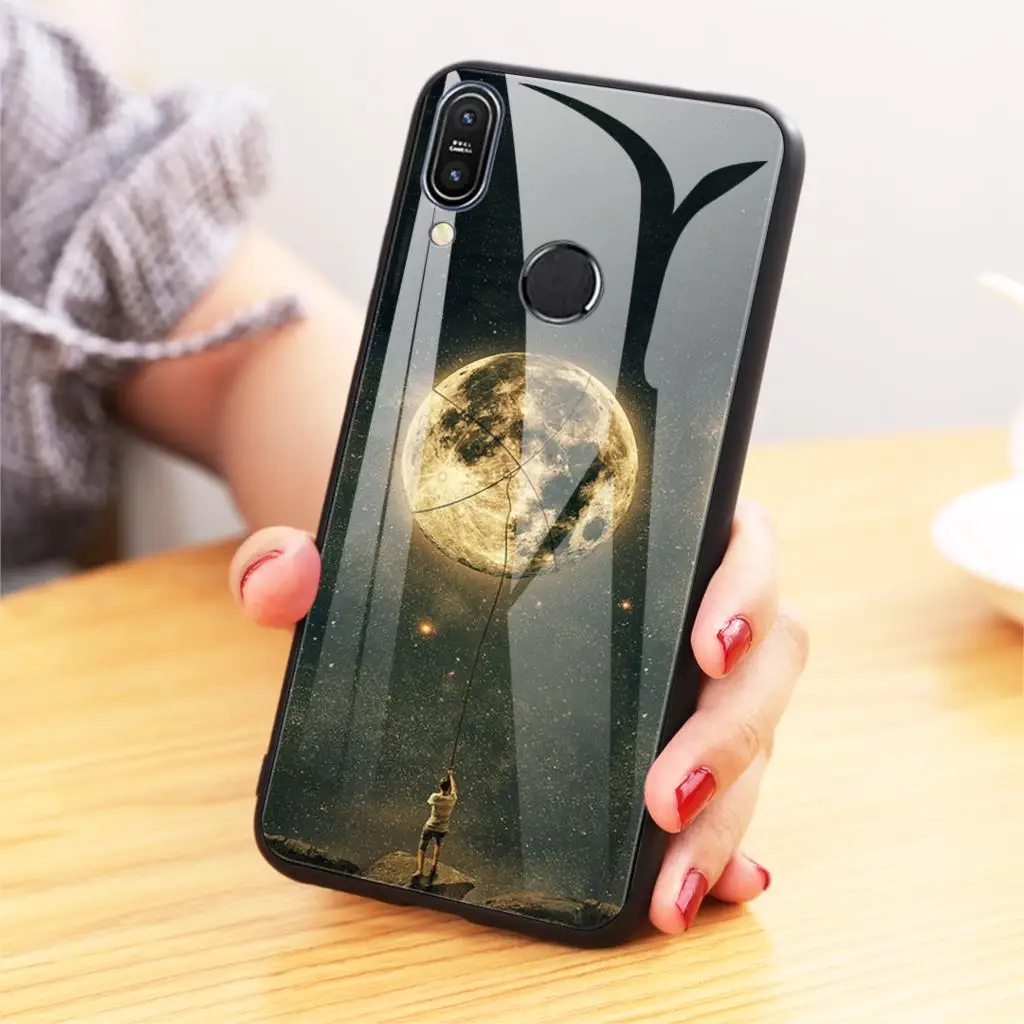 Tempered Glass phone case For Asus Zenfone Max Pro M1 ZB602KL ZB601KL M2 ZB631KL ZB633KL Flamingo owl sky pattern Cover Coque |