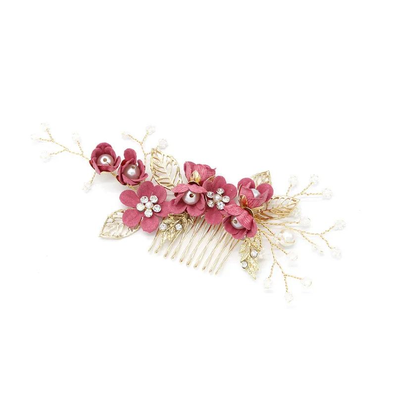 

Fashion Bridesmaid Hair Combs Flower Pearl Comb for Bride Headwear Hair Pins Wedding Party Headdress Women Hair Accessories