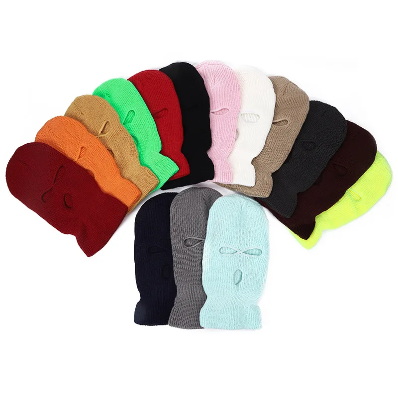 

Full Face Cover Three Holes Balaclava Knit Hat Army Tactical CS Winter Ski Cycling Beanie Hat Scarf Warm Face Masks
