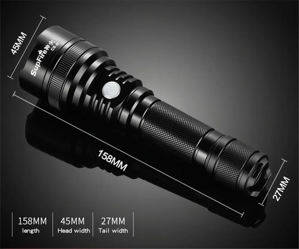 Supfire фонарик ультра яркий фонарь USB Linterna светодиодный C8-S CREE T6 18650 фонарь 2500lm 10 Вт для Nicron Convoy Fenix Sofirn