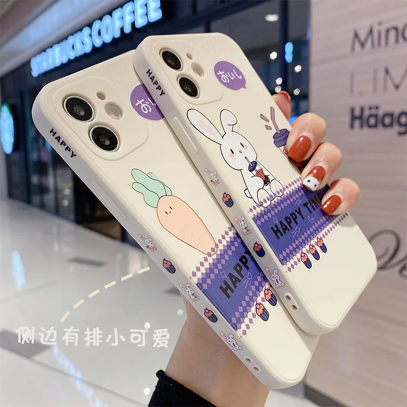 

Cartoon Cute Bunny Silicone Soft Phone Case For iPhone 7 8 Plus 2020 SE X XR XS Max 11 11Pro Max 12 12Pro Max Pro Mini Case Bag