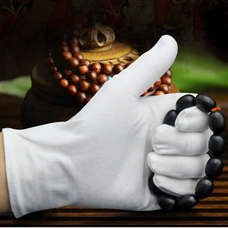 

12 Pairs Cotton White Soft Gloves Costume Jewellery Handling Work Hands Protector PSEN999
