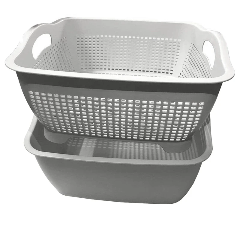 

Double-Layer Thickened Vegetable Sink Drain Basket Household Leaking Dormitory Storage and Washing Fruits