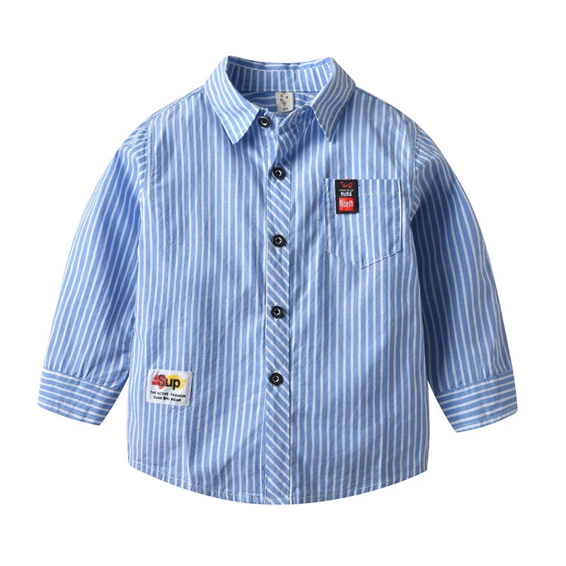 Весенне-Осенняя детская брендовая рубашка с длинными рукавами для мальчиков