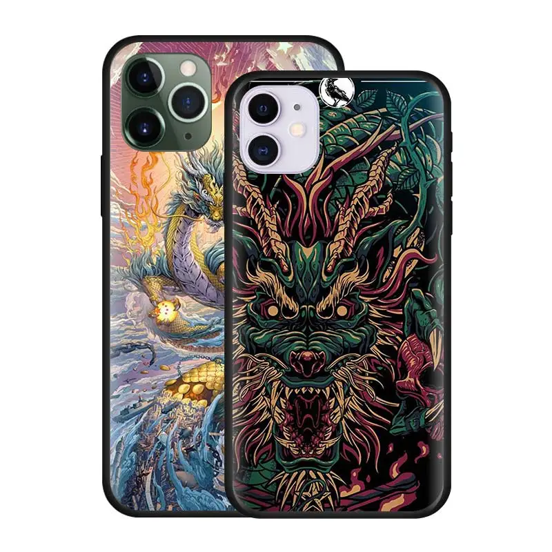 Dragon Tiger Pattern Case for Apple iPhone 14 13 11 7 8 Plus 12 Pro Max XR X SE 2020 XS Soft Phone Coque Shell Funda
