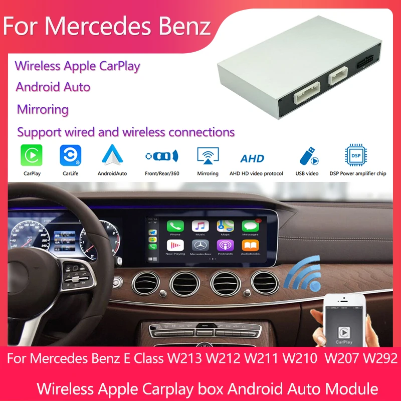 Беспроводной Carplay Android Авто модернизация смарт бокс для Mercedes Benz C класса W213 W212 W211