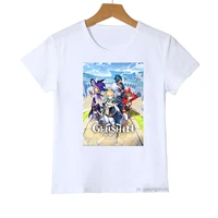 fashion new girls t shirt anime video game genshin impact cartoon print boys tshirt summer casual boygirl general clothing tops