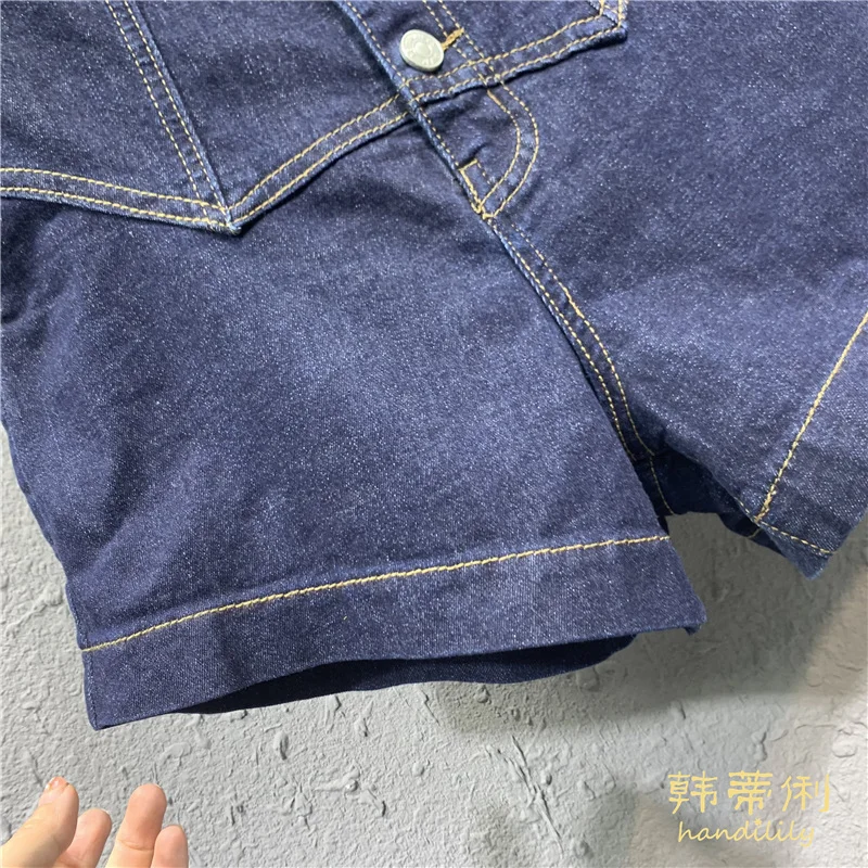 

2021 Summer Fashionable High Waist Female Denim Shorts Women Casual Straight-Leg Short Jeans Dark Blue Simple Slimming Hot Pants