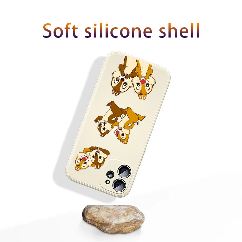 Мягкий чехол из жидкого силикона с милым чипом и Дейлом для Apple IPhone 13 12 Mini 11 Pro XS MAX XR