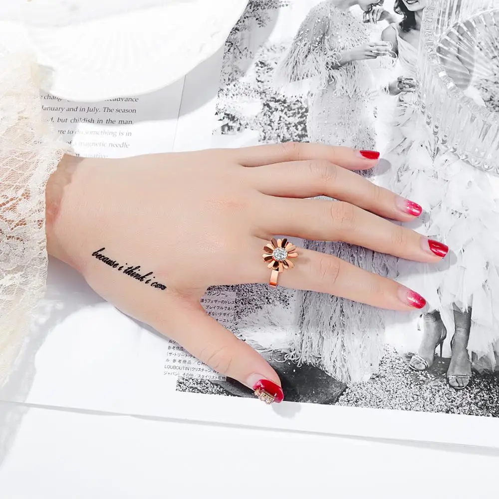 Женские кольца из нержавеющей стали розовое золото роскошные женские с большим