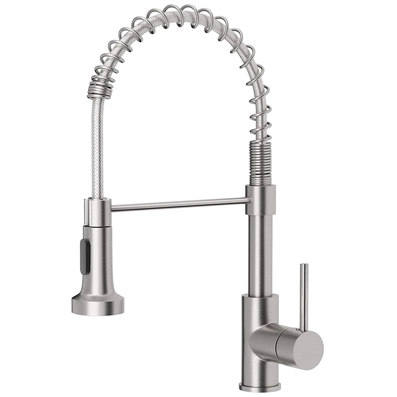 

Kitchen Faucet Low Lead Commercial Solid Brass Single Handle Single Handle Pull-Down Sprayer Spring Kitchen Sink Faucet