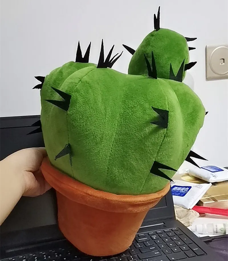 

37cm Cute simulation cactus ornaments soft stuffed plush toy potted plant cacti prickly pear doll home decoration kids baby gift