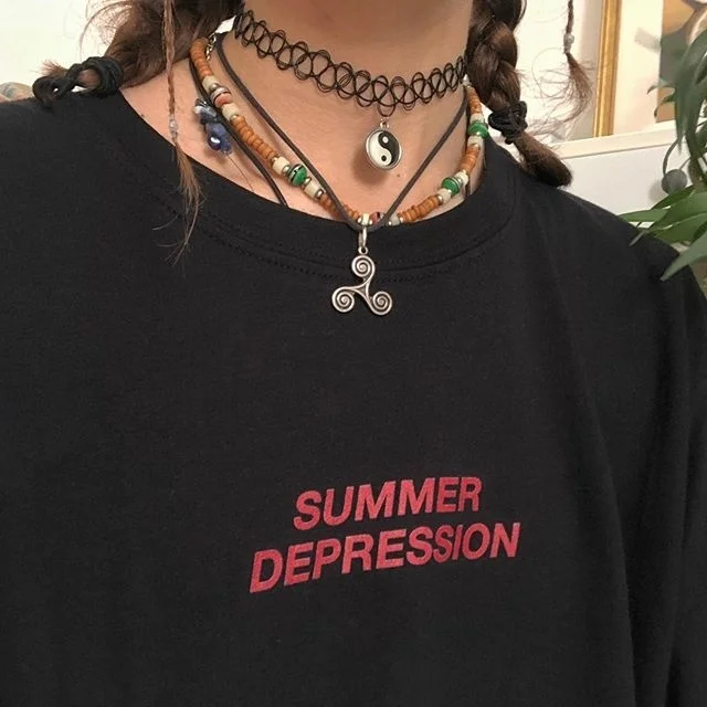 Starqueen-JBH Summer Depression Graphic Tee Funny Tshirt Fashion Shirts Cotton Girl Tops | Женская одежда