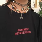 Летняя футболка Starqueen-JBH с графическим рисунком депрессии, летняя забавная футболка, модные рубашки, хлопковые топы для девочек