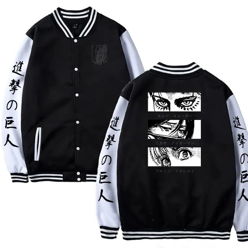 

Hot Sale Attack on Titan Levi Ackerman Men Baseball Uniform Men Sportswear Autumn Bomber Jacket Levi Ackerman Coats Women Jacket