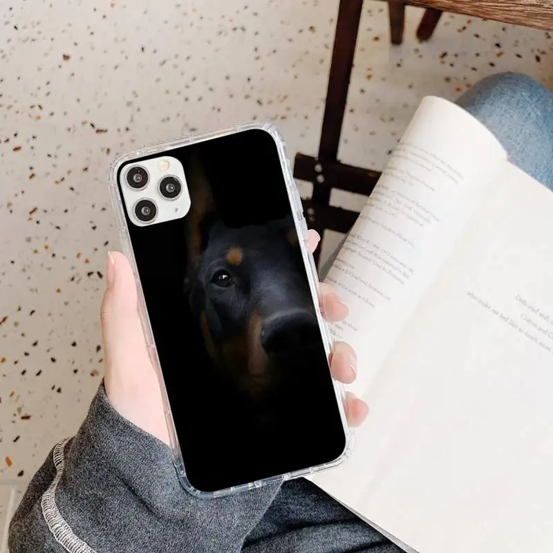 

Doberman animal dog Phone Case Transparent for iPhone 11 12 mini pro XS MAX 8 7 6 6S Plus X 5S SE 2020 XR