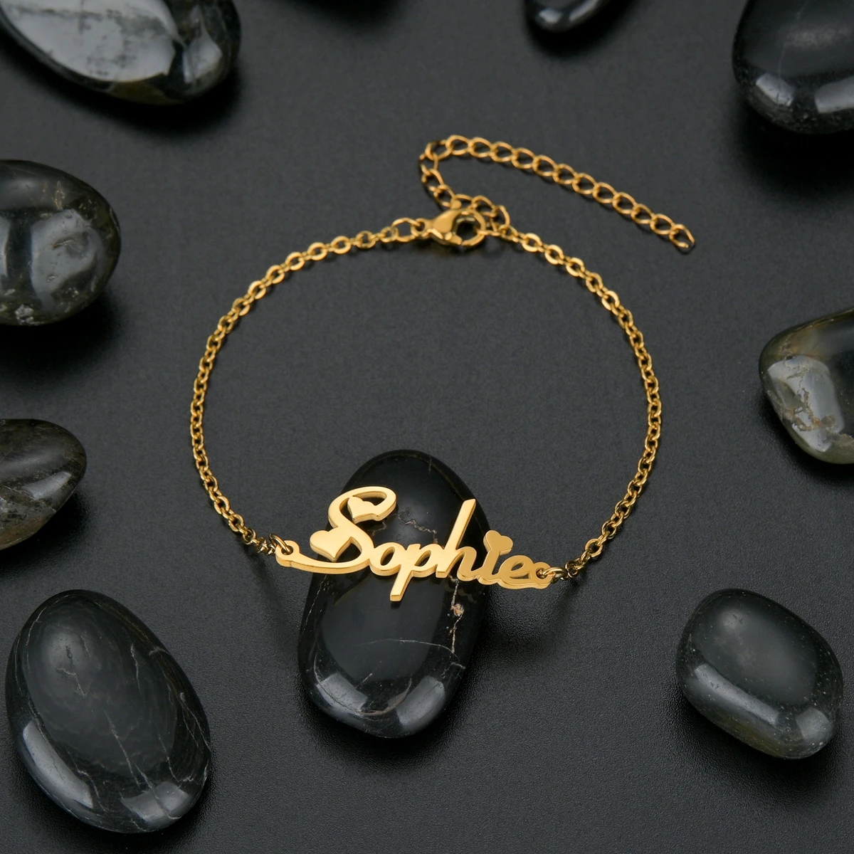 Регулируемый именной браслет Goxijite для женщин детей из нержавеющей стали