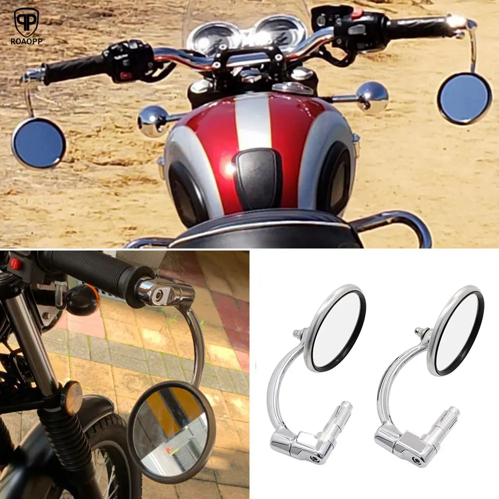 

ROAOPP Motorcycle Side Mirrors Motorbike Rearview Bar Mirrors for Cruiser Chopper Bobber Cafe Racer CBR CRF YZF KTM ATV CF