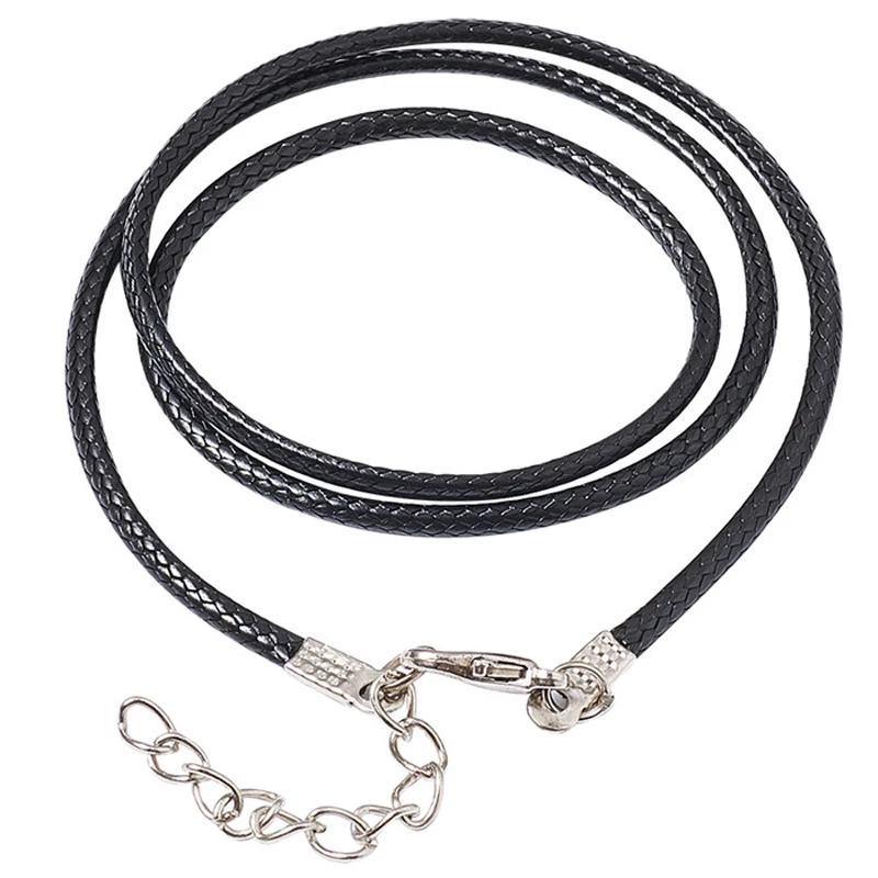 

100pcs 17" DIY Necklace Imitation Leather Cord String Thread for Jewelry Making Iron Clasp Adjustable Chain about 2mm thick