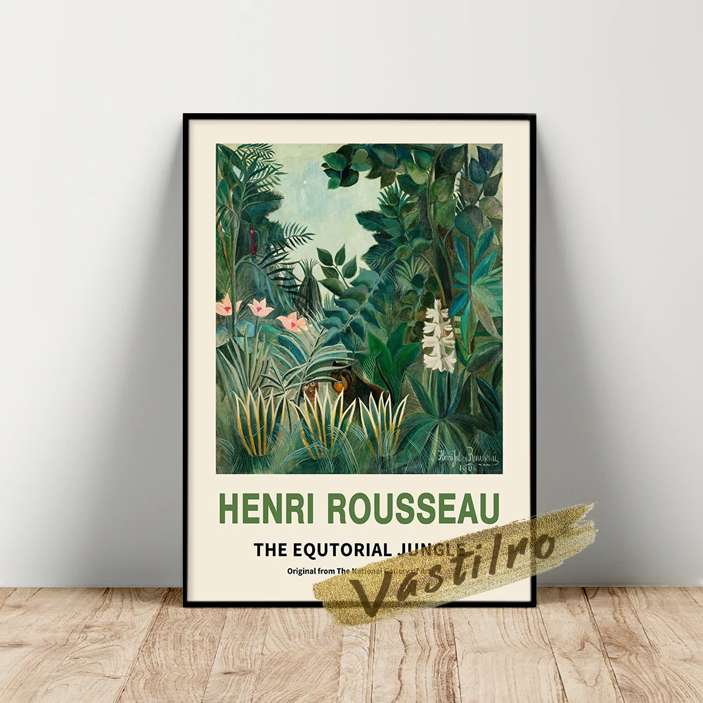 

Henri Rousseau Exhibition Poster, The Equatorial Jungle Wall Painting, Rousseau Landscape Picture, Retro Green Plant Prints Art