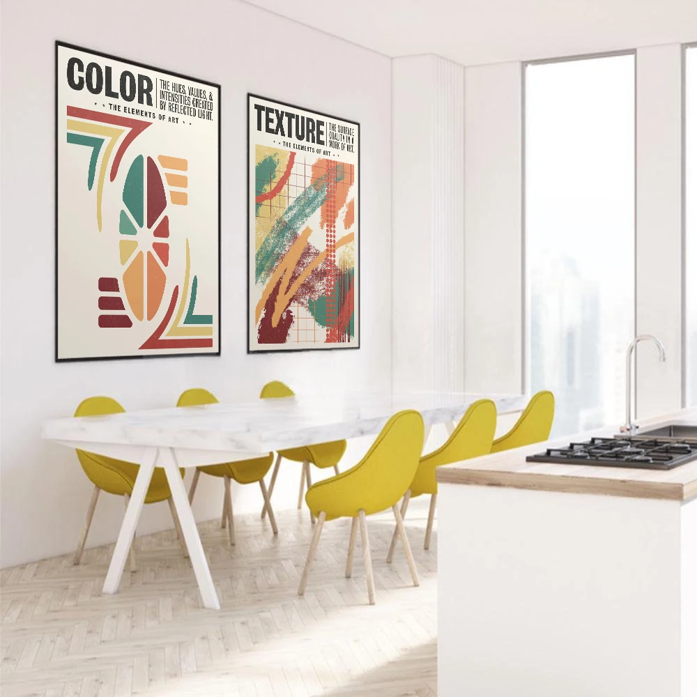 Винтажные абстрактные принты на холсте цветные линии текстура форма