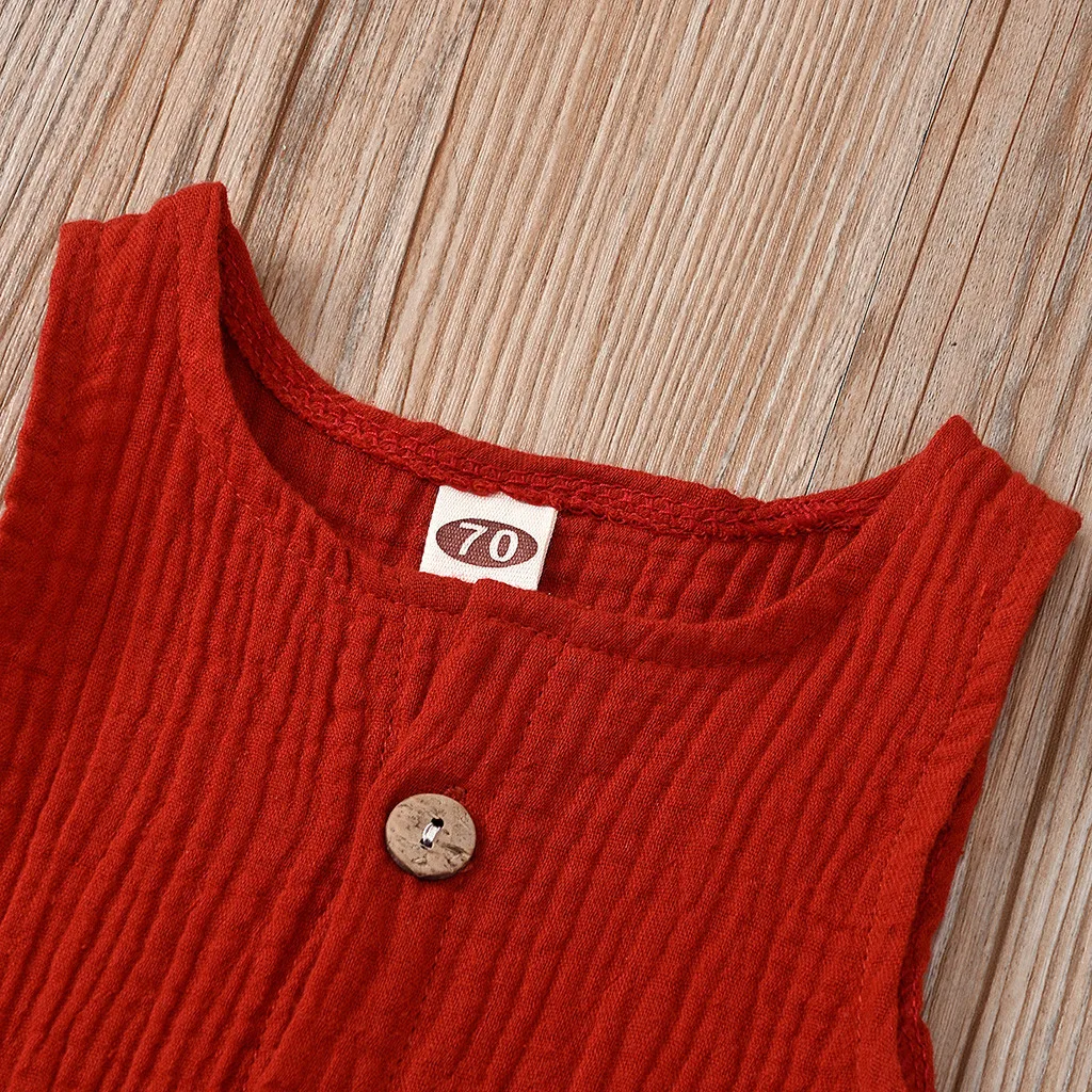 

0-3Y Newborn Kids Baby Boys Girls Sleeveless Solid Color Button Vest Tops Triangles Shorts Outfits Set Clothes 5*