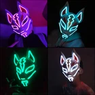 Лидер продаж 2021 светодиодный ная маска для Хэллоуина, лиса, светящаяся маска, японская маска, светодиодная Маска для костюма рейва, маска, украшение, реквизит для косплея
