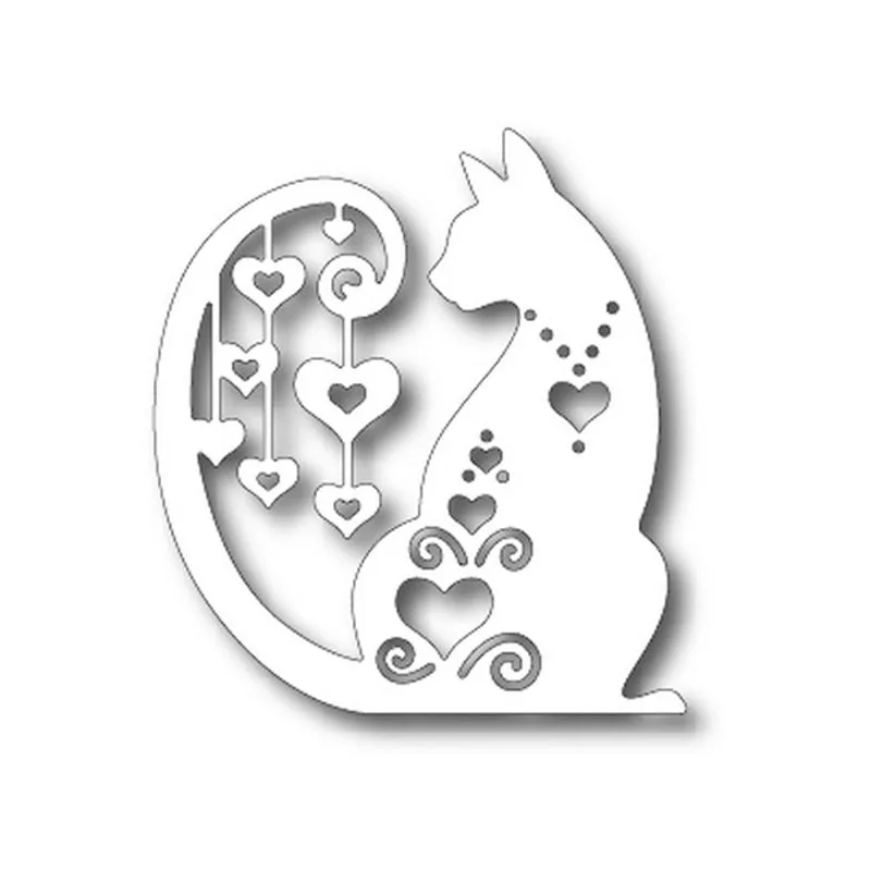 Высечки для карт Cat с сердечками металлические высечки в виде сердечек кошек