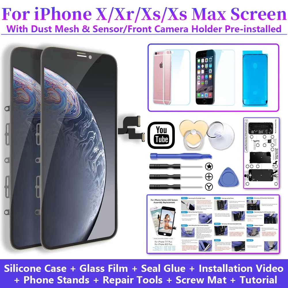 ЖК дисплей с сенсорным экраном и дигитайзером в сборе для iPhone X 5 8 дюйма|Экраны