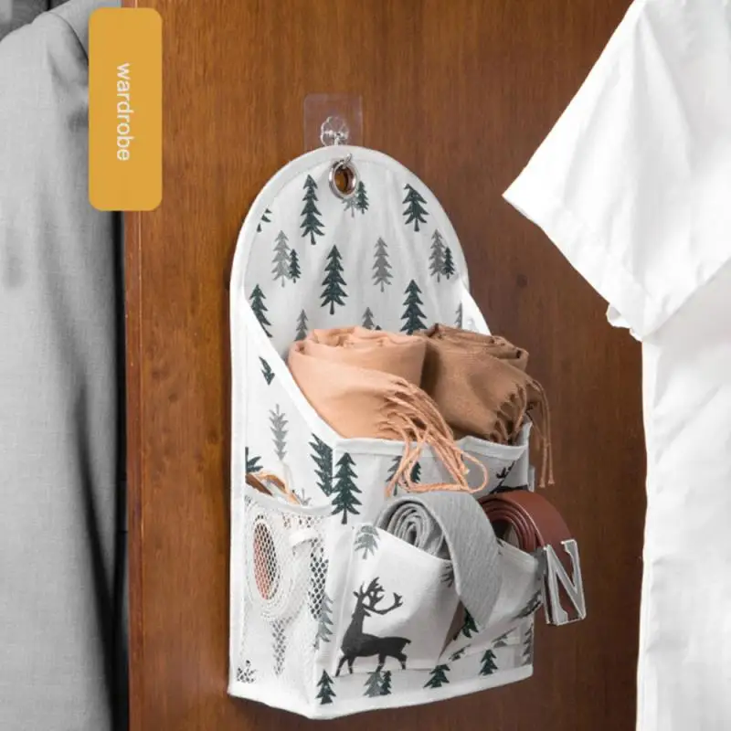 

Wall-mounted Cotton And Linen Storage Bag, Multifunctional Door Back Storage Bag Student Dormitory Cloth Hanging Bag Antlers