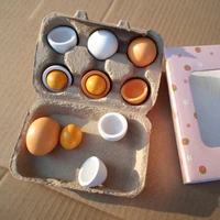 6pcs simulation eggs wooden toys set kids kitchen pretend play wood food eggs toys set children early education montessori toys