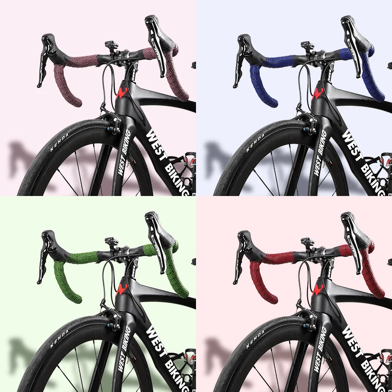 

WEST BIKING Bike Handlebar Tape Road Bicycle Anti-slip Silica Gel EVA Shock Absorption Handle Bar Tape Cycling Wrap End Plug